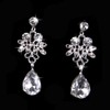 AVILMORE Silver Petal Crystal Stone Necklace Earrings 2-Piece Set for