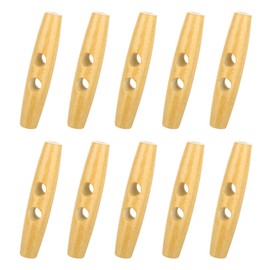 sourcing map 10 Pcs Wood Sewing Toggle Buttons, 80mm/3.15" 2 Holes Olive Shape Wood Sewing Horn Toggle Buttons for DIY Coat Clothing Accessories Clothes Decorative, Wood Color