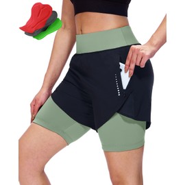 Sportneer Women's Bike Shorts, 4D Gel Padding & UPF 50+– Two-Piece Design, 3 Pockets, Breathable Comfort for Riding