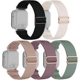 CUNUJIX Pack of 5 Elastic Children's Nylon Bracelet Replacement for Xplora X6 Bracelet, Stretchy Loop Fabric Replacement Strap for Xplora X6 Play Girls Boys, Nylon, No gemstone