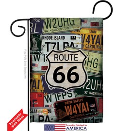 Angeleno Heritage GP137161-BOAF Route 66 Plates Americana Historic Decorative Vertical Garden Flags Pack, 13"x 18.5", Multi-Color