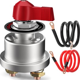 SUNMORN Battery Disconnect Switch, 2PCS Cables 1.65FT 4AWG with 3/8 inch Lugs Marine Car Boat Battery Cut Off Kill Switch 12V, Shut Off 12V 300A Heavy Duty RV Camper RV Disconnect Top Post