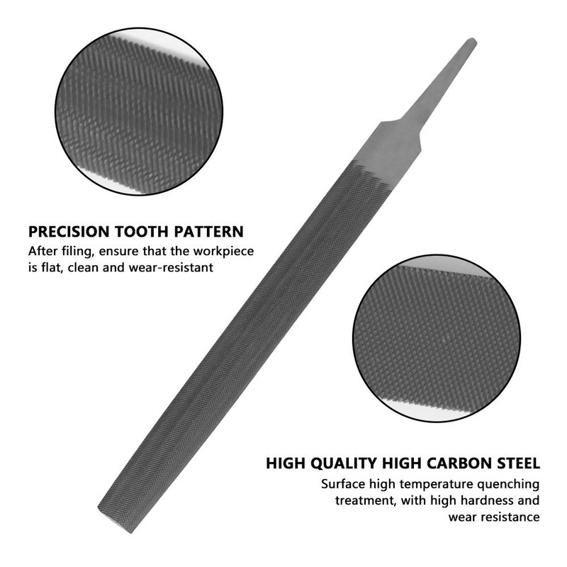 KALIM Half Round Medium Cut File, Double Cut Teeth, 6''