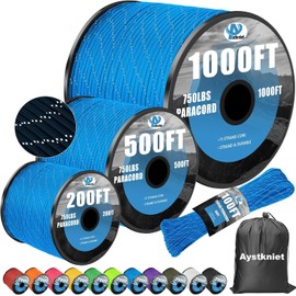 750Ib Reflective Paracord Rope,100', 4mm 11 Strand Parachute Spool Cord with Collecting Bag, para Cord Lanyard for Hammock, Camping, Hiking