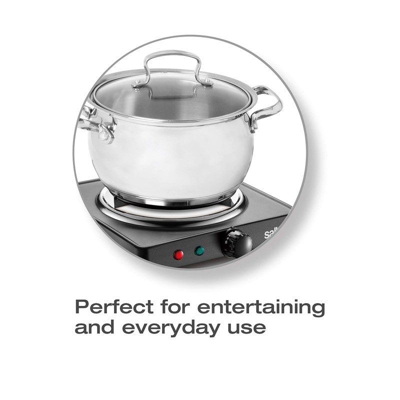 Salton Single Coil Portable Electric Cooktop with Large Burners, Variable