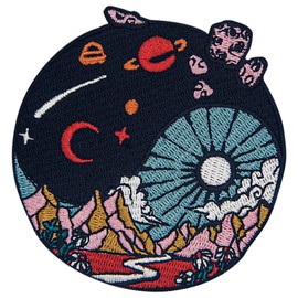 Ying Yang Space Patch Embroidered Applique Badge Iron On Sew On Emblem