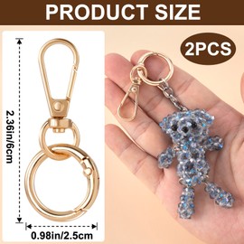 Isslly 2 PCS Swivel Clasp Clip, Metal Lobster Claw Clasps, Swivel Clasp with Key Rings for Keychain Making, DIY Crafts - Gold Color
