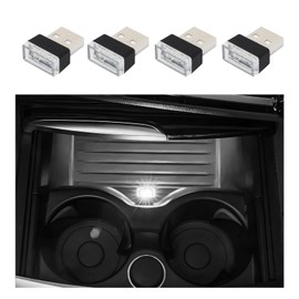 Dickno 4 PCS USB LED Car Interior Atmosphere Lamp, Portable Mini LED Night Light, Plug-in USB Interface Trunk Ambient Lighting Kit, Universal Vehicle Interior Accessories (White)