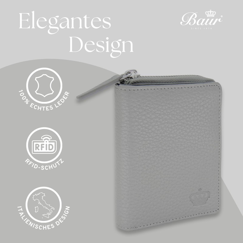 Baur Women's Genuine Leather Wallet with RFID Protection, Small Wallet,