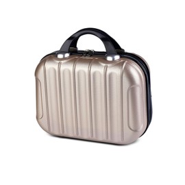Balakaka Women's Hard Shell Cosmetic Case, 14 Inch ABS Cosmetic Bag, Vanity Case, Travel Bag with Handle and Zip, Beauty Case Hard Shell for Travel Trips, champagne, Cosmetic case