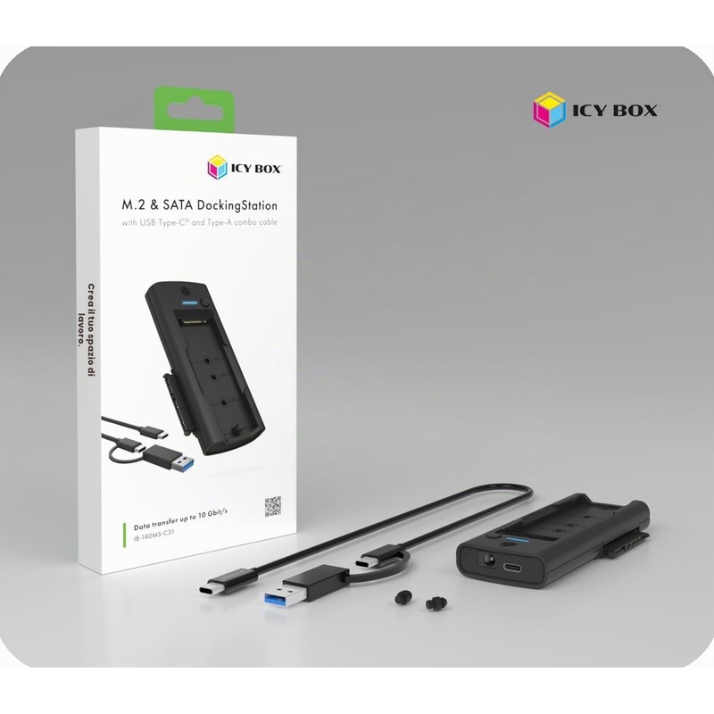 ICY BOX DockingStation per M.2 NVMe e SATA SSD/HDD (USB