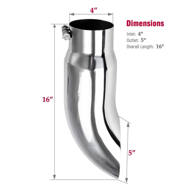 Upower Diesel Exhaust Tip Turn Down 4 inch inlet 5"