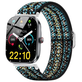 Blueshaweu Compatible for T70 1.91 inches Smart Watch Bands, Stretch Elastics Nylon Adjustable Replacement Strap Accessories Compatible with Kuizil, WeurGhy, Csasan T70 Smartwatch 1.91" (Blue Sky)