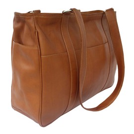 Piel Leather Small Shopping Bag, Saddle, One Size