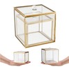 HighFree 2 Pack Glass Qtip Holder with Lid, Gold Glass