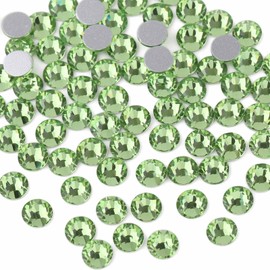 Beadsland 2880pcs Flat Back Crystal Rhinestones Round Gems for Nail Art and Craft Glue Fix,Light Green,SS16,3.8-4.0mm