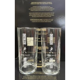 Johnnie Walker Glass Keep Walking Highball Glasses, White Logo - Two Pack