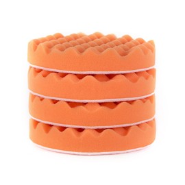 Fasmov 6” Heavy Cutting Pad Waffle Buffing Pads,Orange,Set of 4