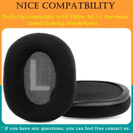 TaiZiChangQin Upgrade Ear Pads Ear Pads Replacement Compatible with Fifine H6 7.1 Surround Sound Gaming Headphones Velour Ear Pads Black