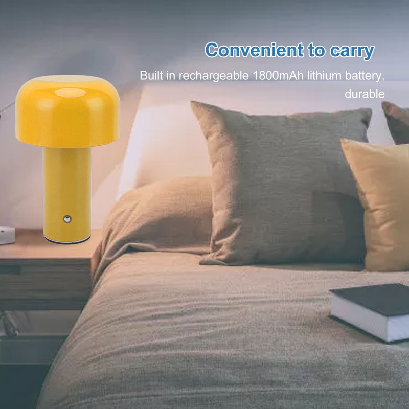 LED Desk Lamp Mushroom Design USB Charging 3 Color Temperature