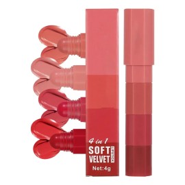 Set De 4 Labiales Mate Waterproof Lip Shine Kit Lipstick Mak
