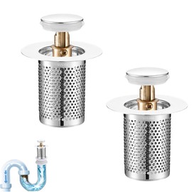 2 Pieces Sink Strainer, Drain Strainer, Drain Strainer, Drain Strainer, Bathtub, Shower Drain Strainer, Stainless Steel, Sink Strainer for Drain, Sink Plug, Hair Strainer Sink Plug