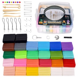 DARHEY Polymer Clay - Set of 26 (20g x 26) Multicolour Nontoxic Oven Bake Soft Modelling Clay for Kids | with Tools, Accessories and Storage Box - Best DIY Gift
