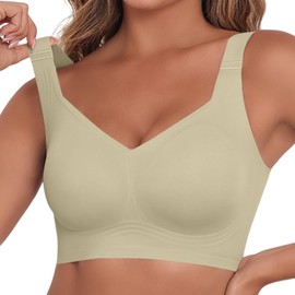 MNBBO 2025 Wireless Bras for Women Full Coverage Bra Full Support and Lift No Underwire Back Smoothing Bralette Everyday Bra (Green,XL)
