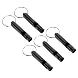 PATIKIL Emergency Whistle, 5 Pack Loud Aluminum Keychain Whistles for Outdoor Safety and Survival Boating, Camping, Hiking, Black