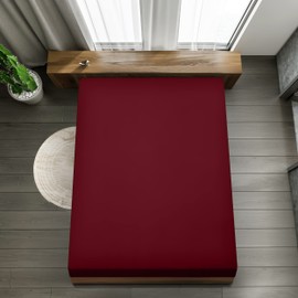 Utopia Bedding Fitted Sheet King, Burgundy - Deep Pocket 14 inch (35 cm) - Easy Care - Soft Brushed Microfibre Fabric - Shrinkage and Fade Resistant - Bottom Sheet