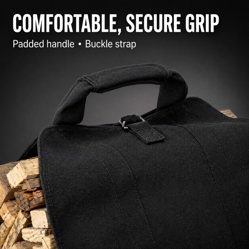 Portable Durable Firewood Storage Bag Sturdy Buckle Easy to Carry