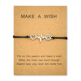 Pet Memorial Gifts Dog Cat Paw Bracelet for Women Men Loss of A Pet Sympathy Gift Dog Cat Lovers Veterinarian Gifts Heartbeat Paw Print Bracelets for Pet Owner in Memory of Dog Cat Bereavement Gift