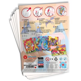Sabbiarelli Sand-it For Fun - Album Dragons: 5 Drawings to Colour with Sand (not included), Game for Children from 5 Years