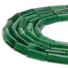 JM Design Green Dyed Jade Cylinder Tube Beads Size 4x13mm 15.5'' Strand for Jewelry Making