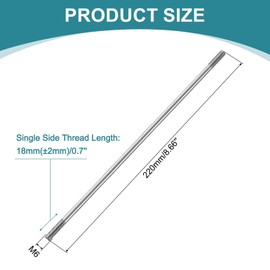 sourcing map 5pcs Double Ended Stud Screws, M6x220mm 304 Stainless Steel Dual Threaded Rod Bolts with Nuts and Flat & Lock Washers Double End Threaded Stud Screw Bolt for House Maintenance