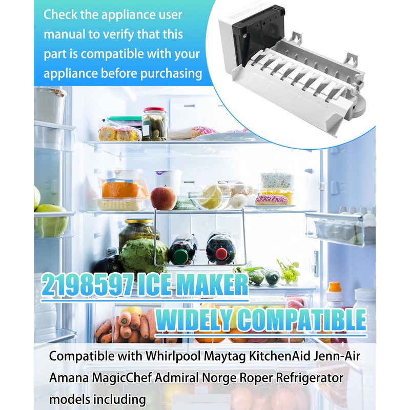 2198597 626663 Ice Maker Replacement Kit Compatible with Whirlpool, Maytag,
