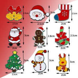 Pack of 9 Christmas Brooch Pin Set, Cartoon Brooch Set, Christmas Series Pin Brooch, Santa Claus Badge Brooch Snowman Christmas Tree Breast Pins Christmas Decorations for Women Children, Zinc