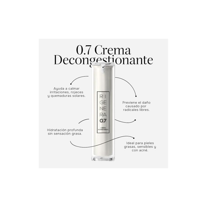 Rigenera Crema Descongestionante Manzanilla Hamamelis Bisabolol Nutrición Calma Protección Piel
