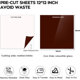 Dysania Brown HTV Heat Transfer Vinyl Bundle - 10 Pack (12" x 12") Brown HTV Vinyl, PU Iron on Vinyl for Silhouette Cameo or Heat Press Machine