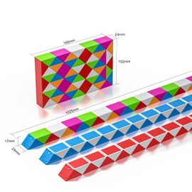 ROXENDA Magic Snake with 60 Segments, Magic Snake Cube Twist Puzzle - 3D Puzzles Games Fidget Snake Toy Christmas Stocking Fillers for Kids and Adults - 1 Pack (Rainbow)