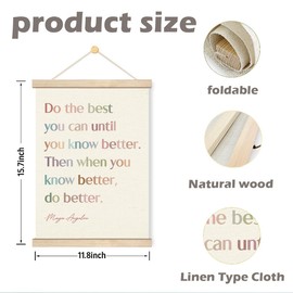 Motivational Canvas Art, Inspirational Home Office Classroom Decor, Rustic Wooden Farmed Canvas Banner, Maya Angelou Saying Banner, Do the Best You Can Until You Know Better Poster 11.8×15.7 inches