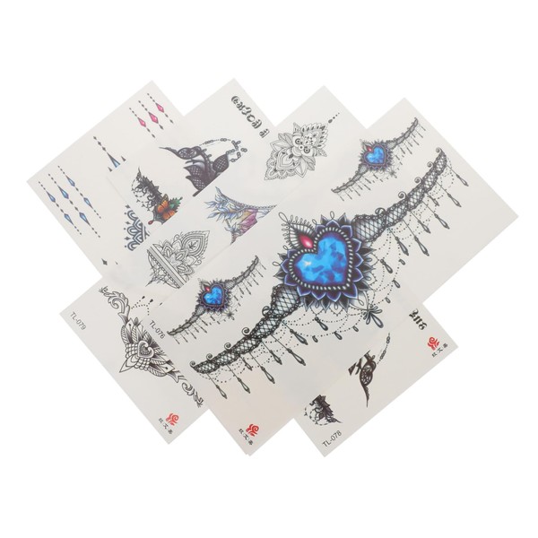 KOMBIUDA 4pcs Unique Pattern Temporary Tattoo Stickers for Women Realistic