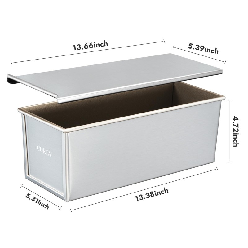 CURTA 2 Pack Pullman Loaf Pan with Lid, 2.2 lb