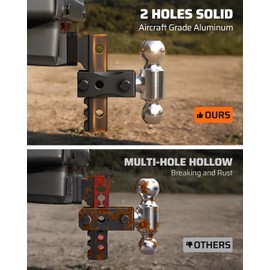 Ehaho Adjustable Trailer Hitch, Aluminum Drop Hitch 2.5 Inch Receiver with 6 Inch Drop/Rise for Truck 18,500 LBS GTW, Heavy Duty Towing Hitch Balls Double Anti-Theft Locking Hitch Pins