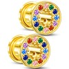 Jewseen Surgical Steel Ear Gauges Plugs Rainbow Cubic Zircon Ear