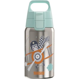 SIGG - Stainless Steel Kids Water Bottle - Shield One Fly Away - Suitable For Carbonated Beverages - Leakproof - Lightweight - BPA Free - Brushed with Helicopter - 17 Oz