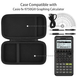 co2CREA Hard Case for Casio fx-9750GIII/fx-9860GIII/fx-9750GII/fx-7400GIII Graphing Calculators - Portable Storage with Mesh Pocket for Other Accessories (Black Case)