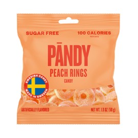 Pandy Swedish Candy Peach Rings Sugar Free Candy 14 Bags. - Swedish Candy Mix - Diet Candy Keto Gummy Low Calorie Snacks - Foam Jelly Sweets No Sugar - Peach flavour Diet Candy Keto Sugar Free Gummy 14 x 1.8oz