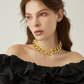 U7 Gold Big Chain Choker For Teen Girls Womens 18inches Short Chunky Necklaces