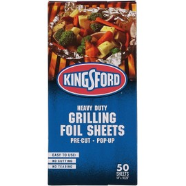 Kingsford Heavy Duty Pop-Up Grilling Foil Sheets | Pre-Cut Aluminum Foil Baking Sheets | Individual Foil Sheets | No Cutting or Tearing Necessary, Aluminum Foil Heavy Duty Sheets, 50 Count - 6 Pack